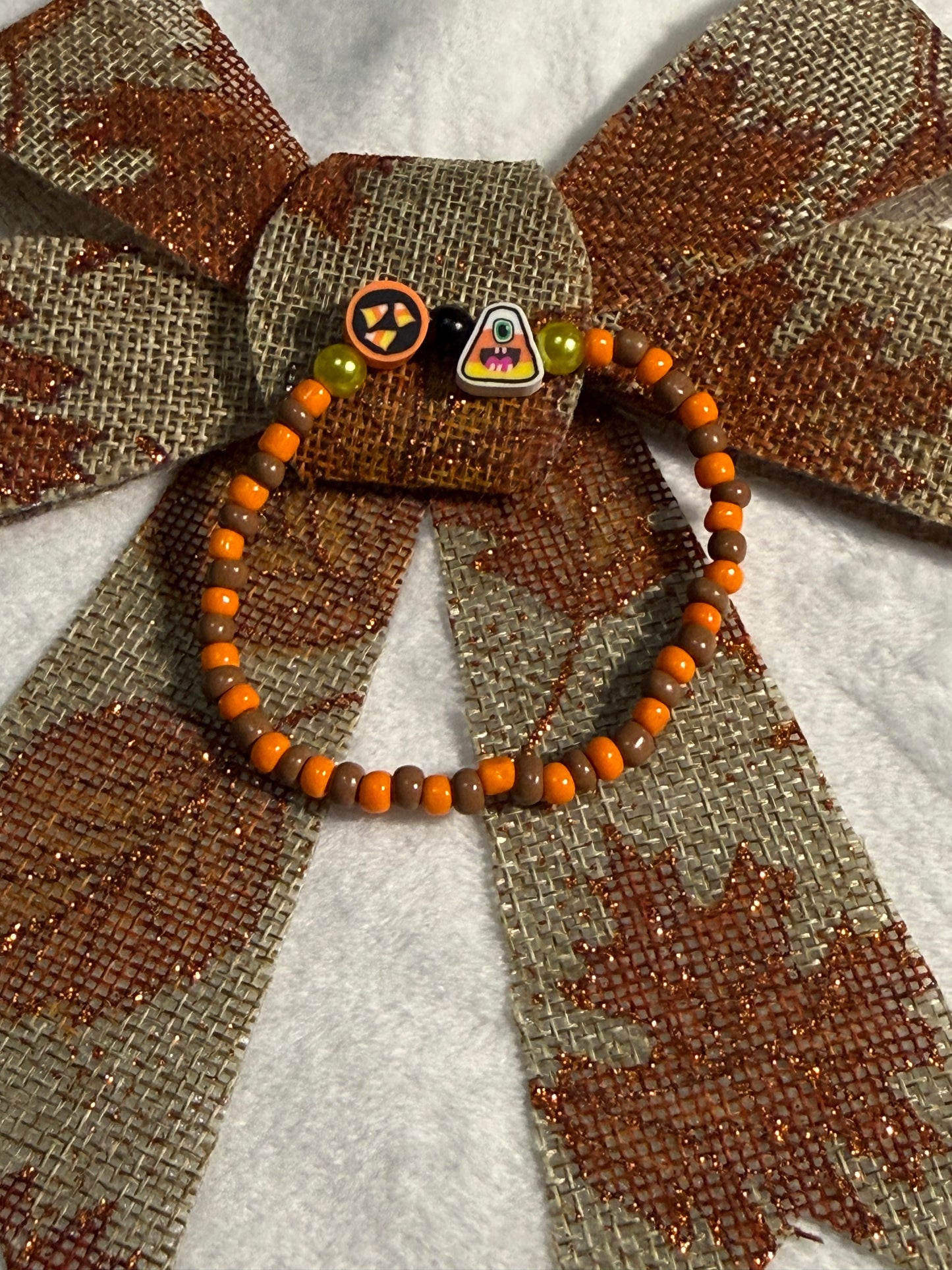 Spooky seed and clay charm bead bracelet