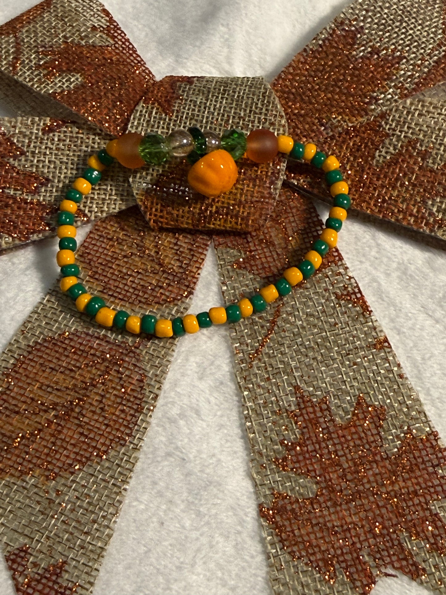 Fall pumpkin glass charm braclet