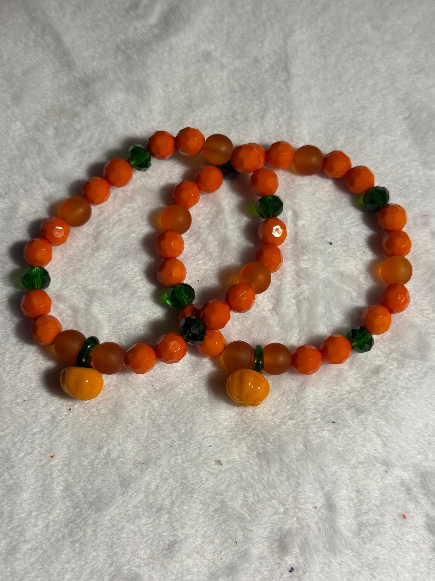 Pumpkin faceted bead bracelet