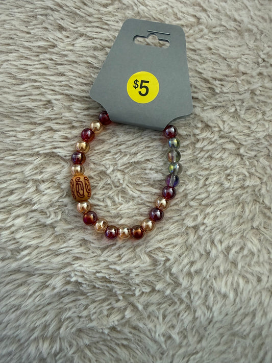 Brown glass beaded bracelet