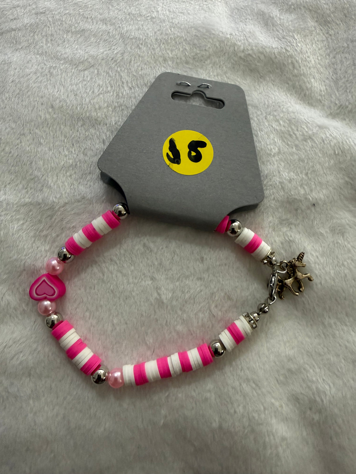 Heart shaped clay beaded bracelet
