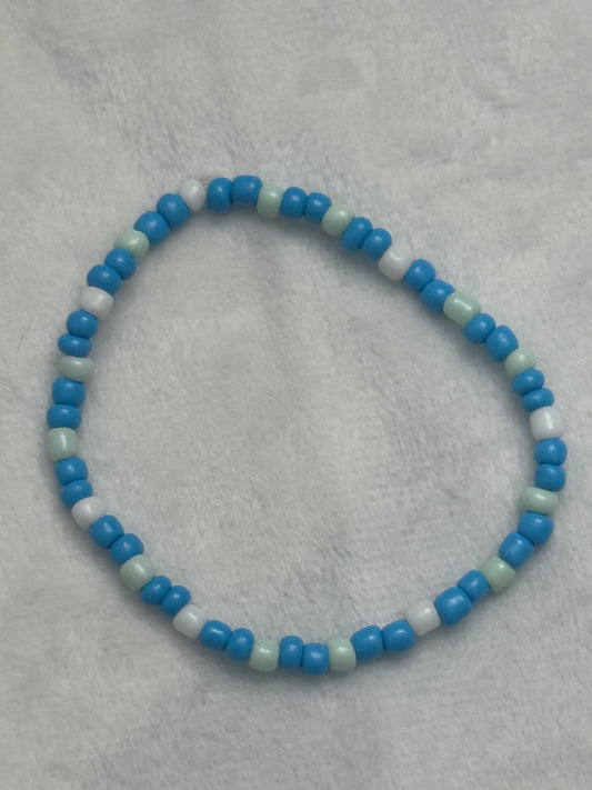 Blue plain seed bead bracelet