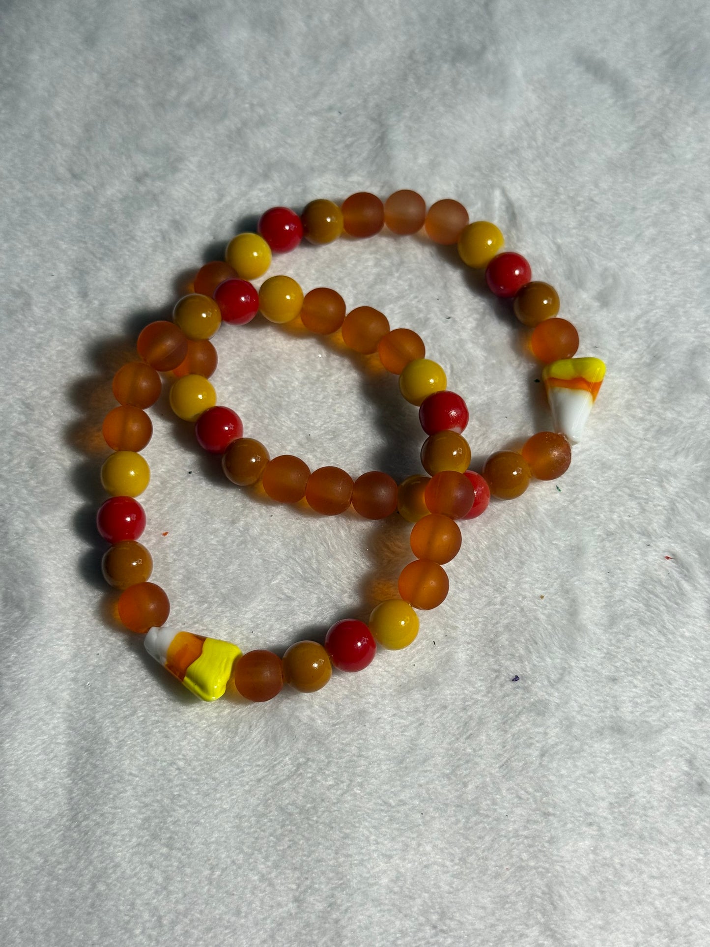 Candy corn glass bead bracelet