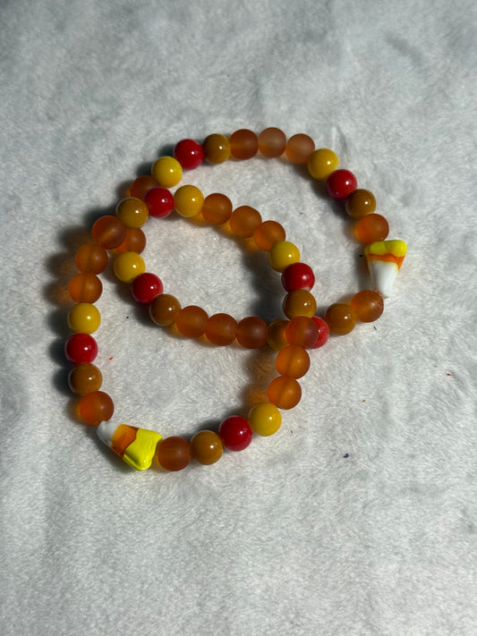 Candy corn glass bead bracelet