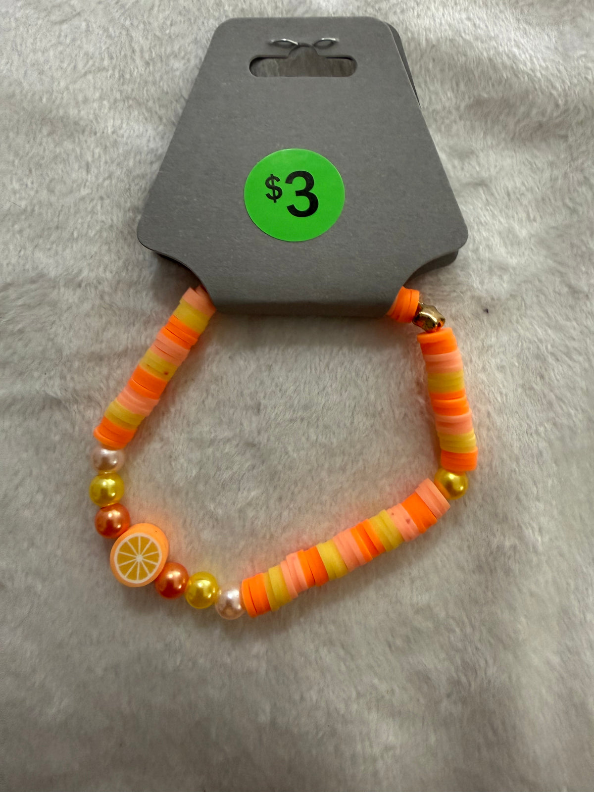Orange clay bead bracelet