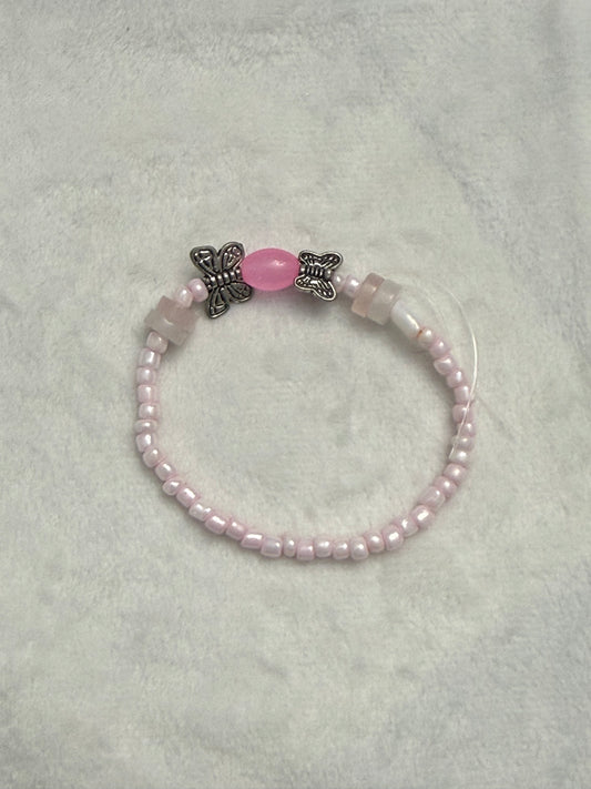 Butterfly pink seed bracelet