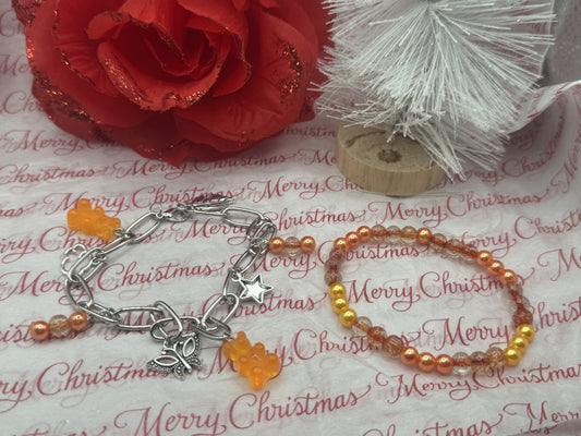 Orange Gummy Bear bracelet set